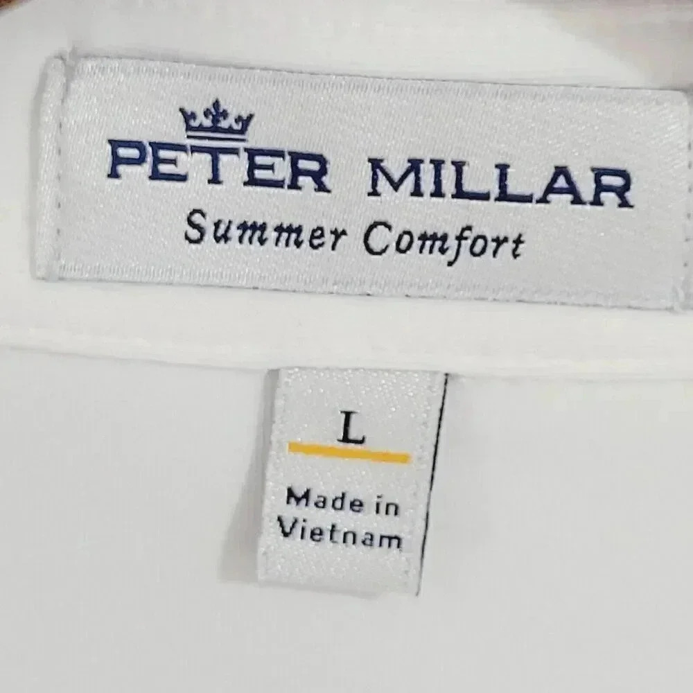 NWT Peter Millar Summer Comfort Mens Polo Shirt L White Polyester/Spandex 23CT - Picture 5 of 9